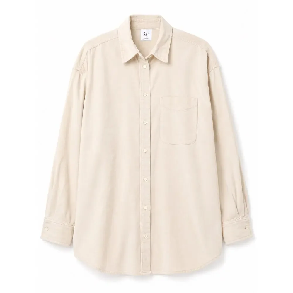 GAP The Big Shirt XL Cream Corduroy Button Up Oversized 100% Cotton Shirt - Picture 2 of 9
